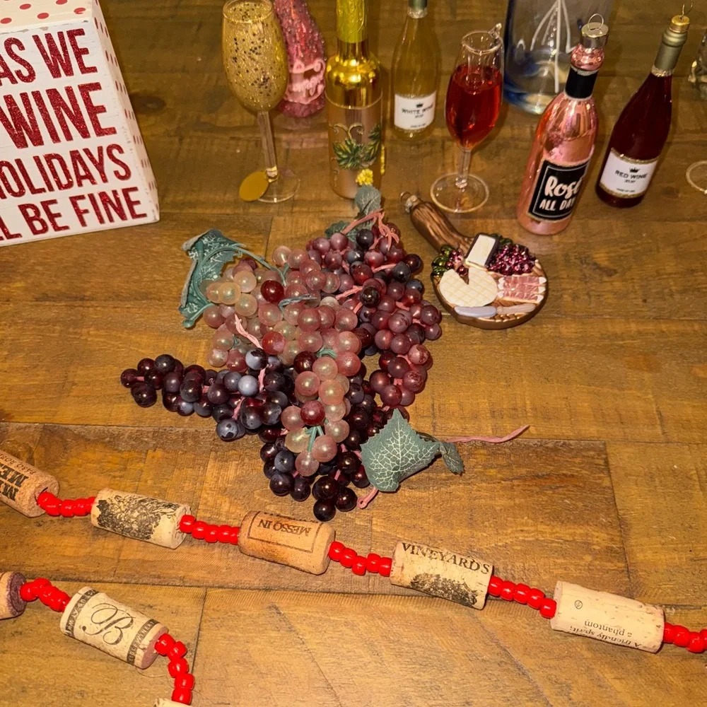 Festive Wine themed tree decorations over 100 pieces! Such a fun addition!